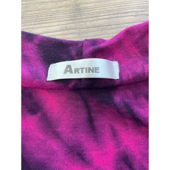 Y2K Artine Cowl Neck Tie Dye Sleeveless Blouse Womens M Pink Black Fitted Stretc - Picture 4 of 7